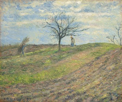 Plowed Land in Winter, with a Man Carrying a Bundle by Camille Jacob Pissarro